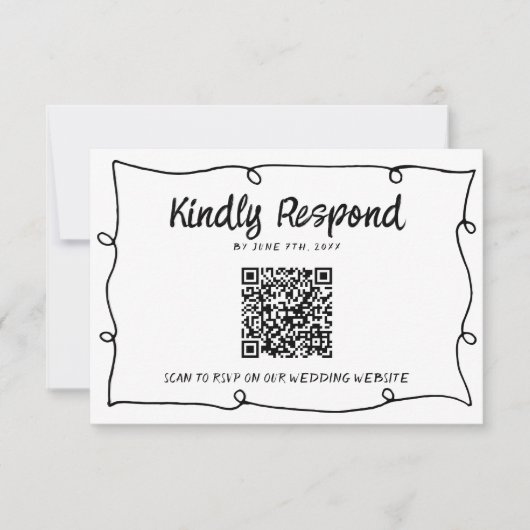Cartons Réponse QR Code à la main rétro cadre moderne Mariage (Devant)