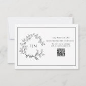 Cartons Réponse QR Code Blanc Noir Cimetière Monogramme Mariage R (Dos)