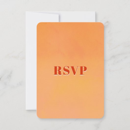 Cartons Réponse QR Code Bold Modern Orange Sunset Wedding (Dos)