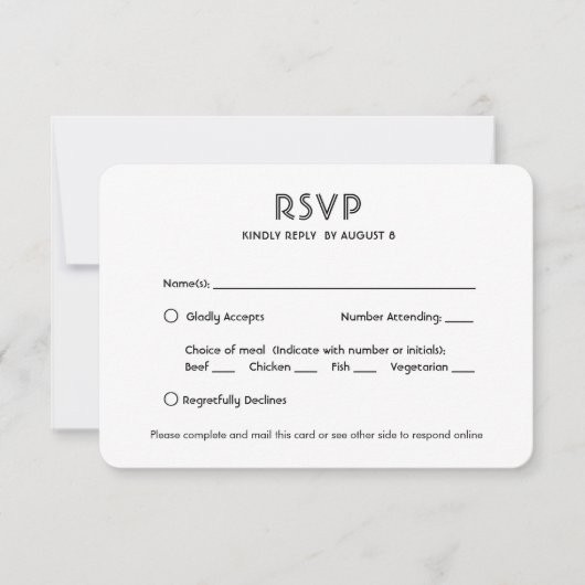 Cartons Réponse QR Code et options de repas Chic simple Mariage ph (Devant)