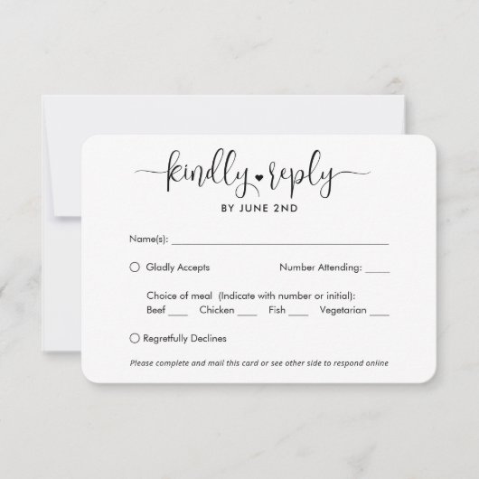 Cartons Réponse QR Code et options de repas Design moderne photo d (Devant)