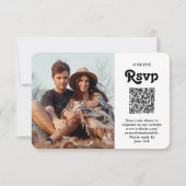 Cartons Réponse QR Code et options de repas Retro Script Mariage p (Dos)