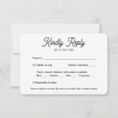 Cartons Réponse QR Code et options de repas Retro Script Mariage p (Devant)