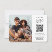 Cartons Réponse QR Code et options de repas Script moderne Mariage (Dos)