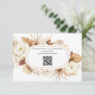 Cartons Réponse QR Code Fleurs blanches Pampas Grass Anniversaire
