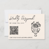 Cartons Réponse QR Code Hand Written Drawn Cake Floral Wedding (Devant)