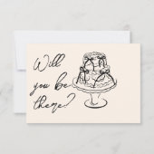 Cartons Réponse QR Code Hand Written Drawn Cake Floral Wedding (Dos)