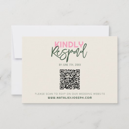Cartons Réponse QR Code manuscrit Whimsical Unique Mariage (Devant)