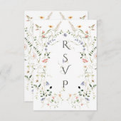 Cartons Réponse QR Code Meadow Fleur sauvage Rustic Photo Mariage (Devant / Derrière)