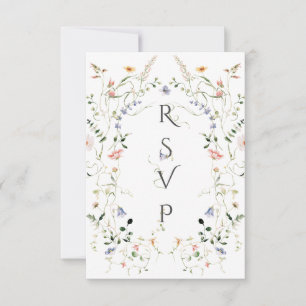 Cartons Réponse QR Code Meadow Fleur sauvage Rustic Photo Mariage