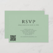 Cartons Réponse QR code minimum moderne sauge vert mariage (Devant / Derrière)