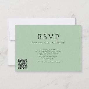 Cartons Réponse QR code minimum moderne sauge vert mariage
