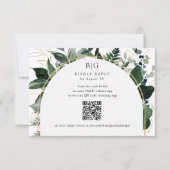 Cartons Réponse QR code Moderne Botanique Vert feuillage mariage (Devant)