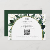 Cartons Réponse QR code Moderne Botanique Vert feuillage mariage (Devant / Derrière)