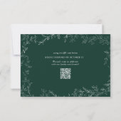 Cartons Réponse QR Code Moderne Emerald Vert Élégant Mariage feuil (Dos)