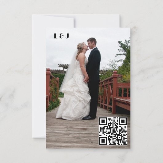 Cartons Réponse QR Code & Photo Mariage Website Simple (Dos)