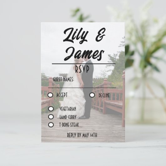 Cartons Réponse QR Code & Photo Mariage Website Simple (Debout devant)