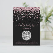 Cartons Réponse QR Code Rose noir Gold rose Parties scintillant ma (Debout devant)