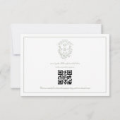Cartons Réponse QR Code Sage Green Crest Monogram Mariage (Dos)