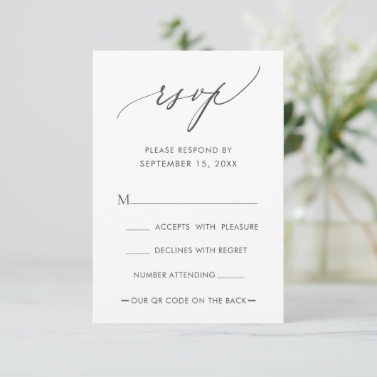 Cartons Réponse QR Code Simple Moderne Calligraphie Mariage (Debout devant)