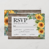 Cartons Réponse Qr Code Website Rustic Wood Sunflowers Mariage RSV (Devant / Derrière)