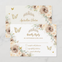 Quinceañera Champagne Gold Floral Papillons