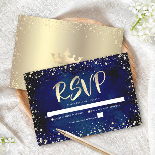 Cartons Réponse Quinceañera en calligraphie dorée pailletée sur fo