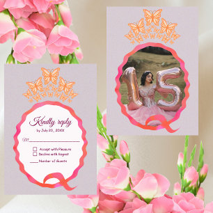Cartons Réponse Quinceañera Princess Butterfly Crown Squiggle
