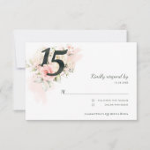 Cartons Réponse Quinceanera rose florale 15e anniversaire (Devant)