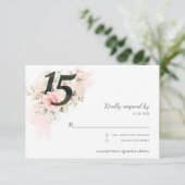 Cartons Réponse Quinceanera rose florale 15e anniversaire (Debout devant)