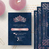 Cartons Réponse Quinceanera rose Tiara Couronne élégante
