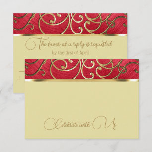 Cartons Réponse Quinceañera Toute Couleur Or Filigree Swirl bordur