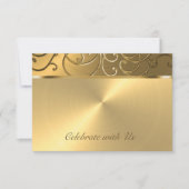Cartons Réponse Quinceanera Toute Gold Filigree Swirl bordure (Devant)