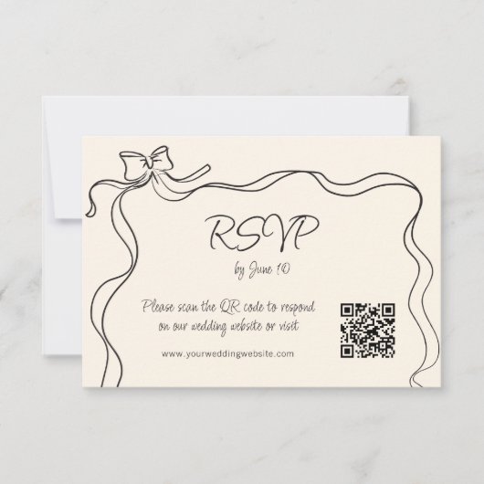 Cartons Réponse Quirky Bow Mariage manuscrit (Devant)