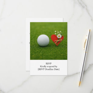 Cartons Réponse R.S.V.P. GOLF Mariage avec balle de golf sur le ve