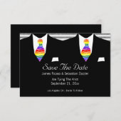 Cartons Réponse Rainbow Cravate Gay Enregistrer la date Mariage ca (Devant / Derrière)