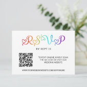 Cartons Réponse Rainbow Heart Script LGBT Code QR Mariage (Debout devant)