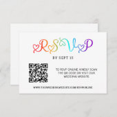 Cartons Réponse Rainbow Heart Script LGBT Code QR Mariage (Devant / Derrière)
