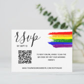 Cartons Réponse Rainbow Paint Stroke LGBT Mariage QR Code (Debout devant)