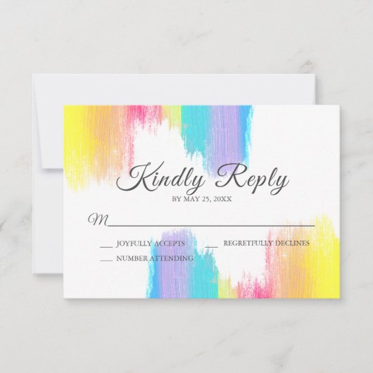 Cartons Réponse Rainbow Paint Strokes LGBTQ Mariage Répondre (Devant)
