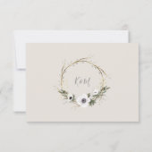 Cartons Réponse Réception Anémonique Floral BOHO Wreath Aquarelle (Dos)