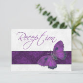 Cartons Réponse Réception de mariage Brocart papillon Violet (Debout devant)
