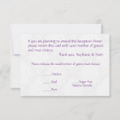 Cartons Réponse Réception de mariage Brocart papillon Violet (Dos)