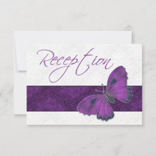 Cartons Réponse Réception de mariage Papillon Brocart Violet