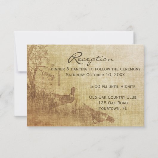 Cartons Réponse Réception De Mariage Phéasant Automne (Devant)