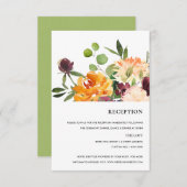 CARTONS RÉPONSE RÉCEPTION FLORALE JAUNE BLEU CLAIR ORANGE (Devant / Derrière)