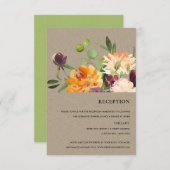 CARTONS RÉPONSE RÉCEPTION FLORALE KRAFT BLUSH JAUNE ORANGE (Devant / Derrière)