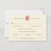 Cartons Réponse Rectangle classique Double Bonheur Mariage chinois (Devant)