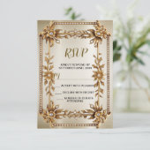 Cartons Réponse Rectangle Orné Or mariage Fleurs Dimonées brillant (Debout devant)