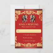 Cartons Réponse Red and gold Indian wedding elephants (Devant)
